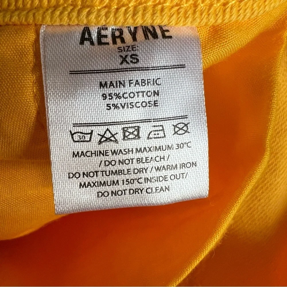 AERYNE For Revolve Yellow High Rise Wide Leg Cropped Jeans, XS